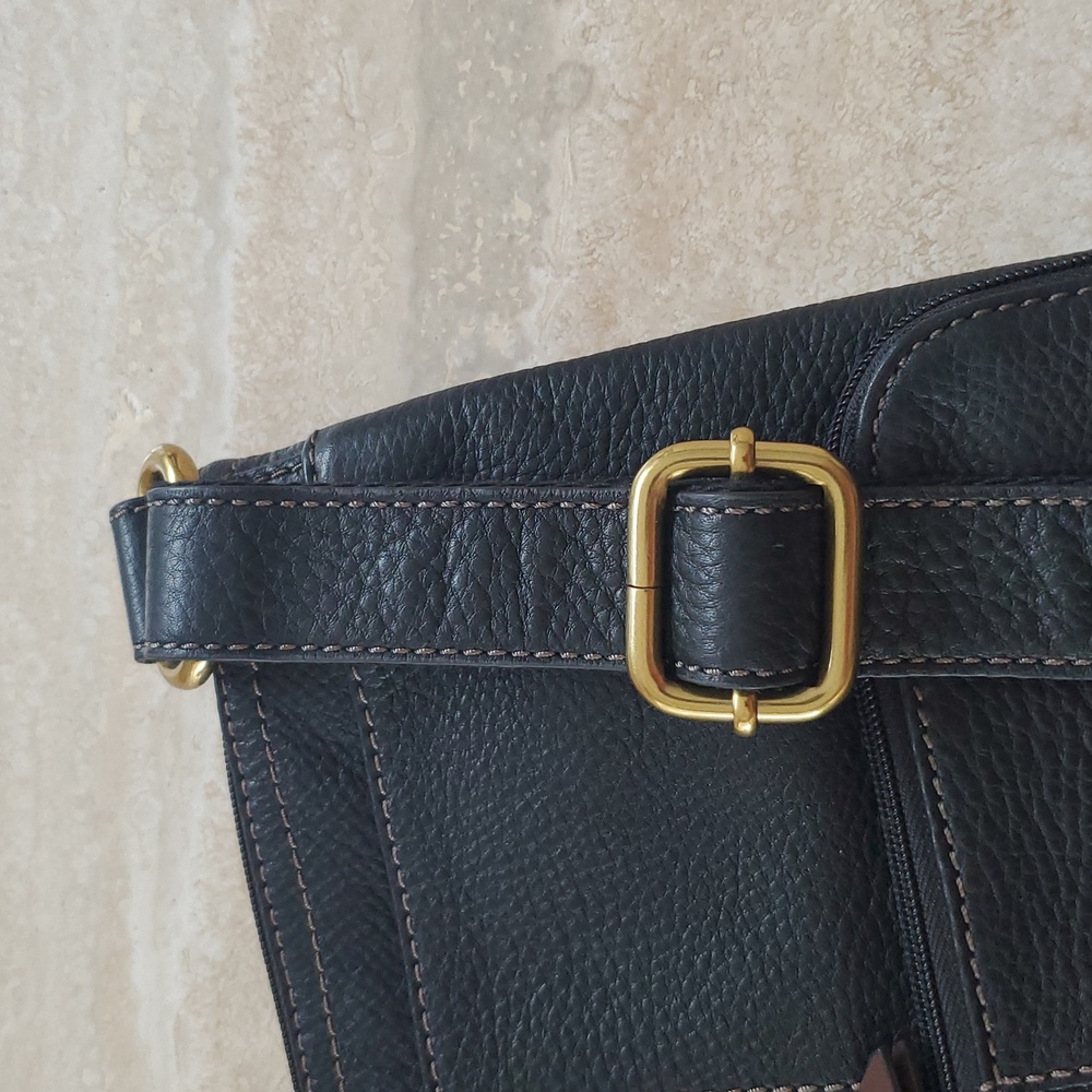NEW FOSSIL CROSSBODY MESSENGER BAG BLACK W/ BROWN ACCENTS - Picture 11 of 11